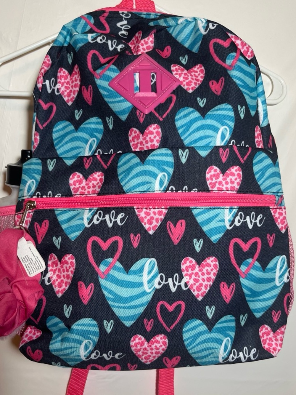 Youth Heart Print Backpack - Pink & Blue